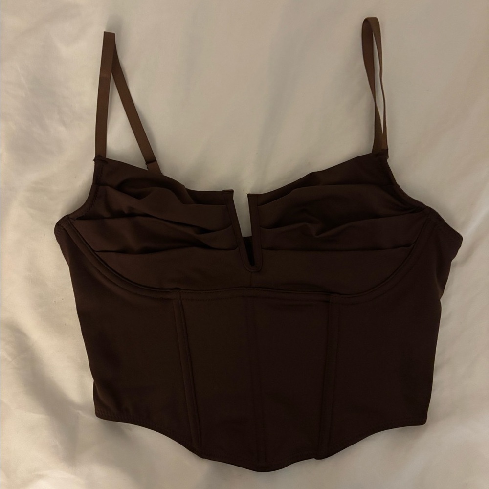 Brown Corset Top with Spaghetti Straps